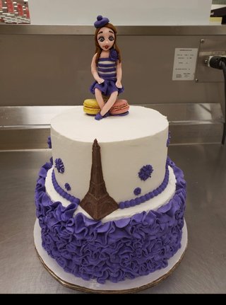 2 tiers 11 and 8 inches Paris girl cake