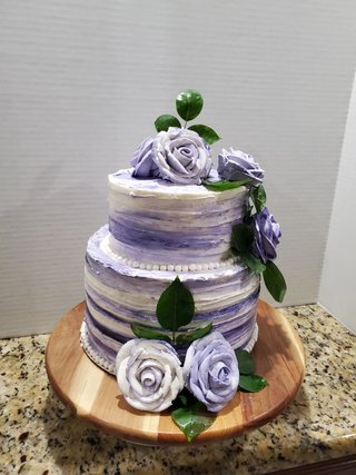 2 tiers marble purple rose cake