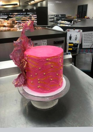 the back of pink sail cake