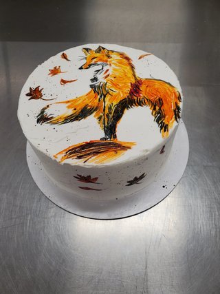 Free hand drawing fox whipped cream