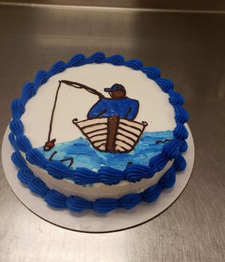 Fishing man back cake